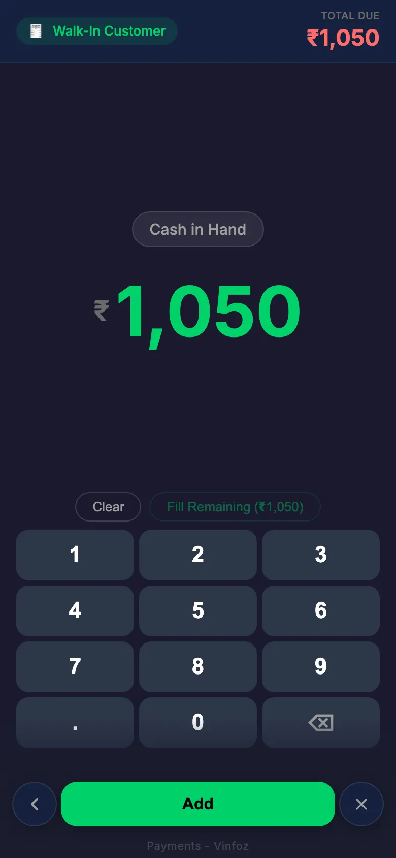 Take the money — Vinfoz Tap screen